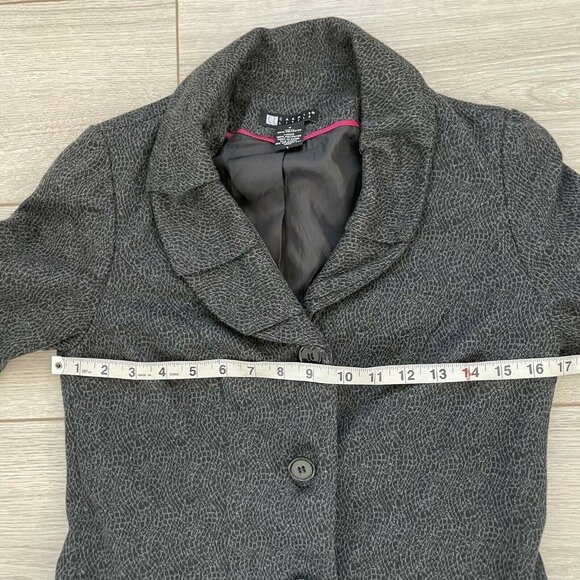 CAROLE LITTLE-black/gray animal print buttoned lined blazer jacket Small - Picture 6 of 7